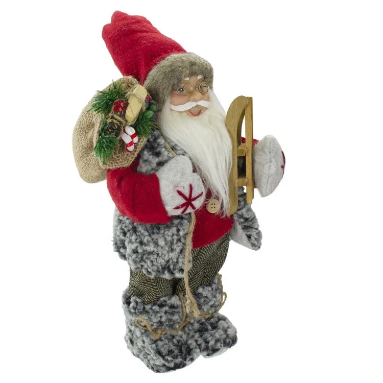 12" Standing Santa Christmas Figurine Carrying Presents and a Sled