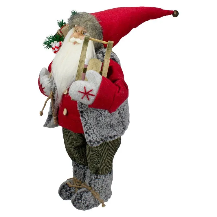 18" Standing Santa Christmas Figurine Carrying Presents and a Sled