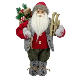 18" Standing Santa Christmas Figurine Carrying Presents and a Sled