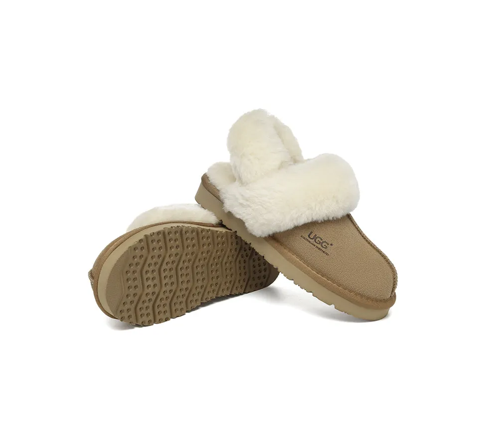 3-Way Style UGG Women Slippers Removable Wool Strap Slingback Muffin Fluffy