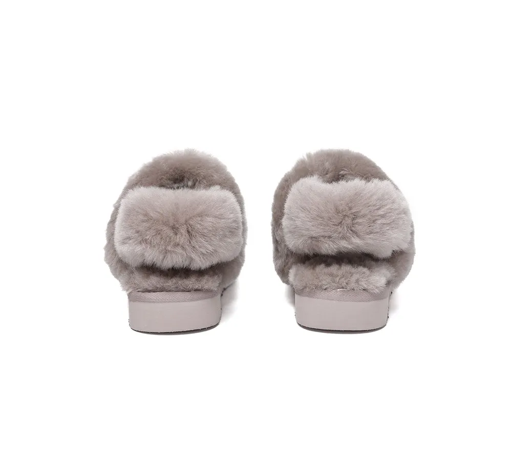 3-Way Style UGG Women Slippers Removable Wool Strap Slingback Muffin Fluffy