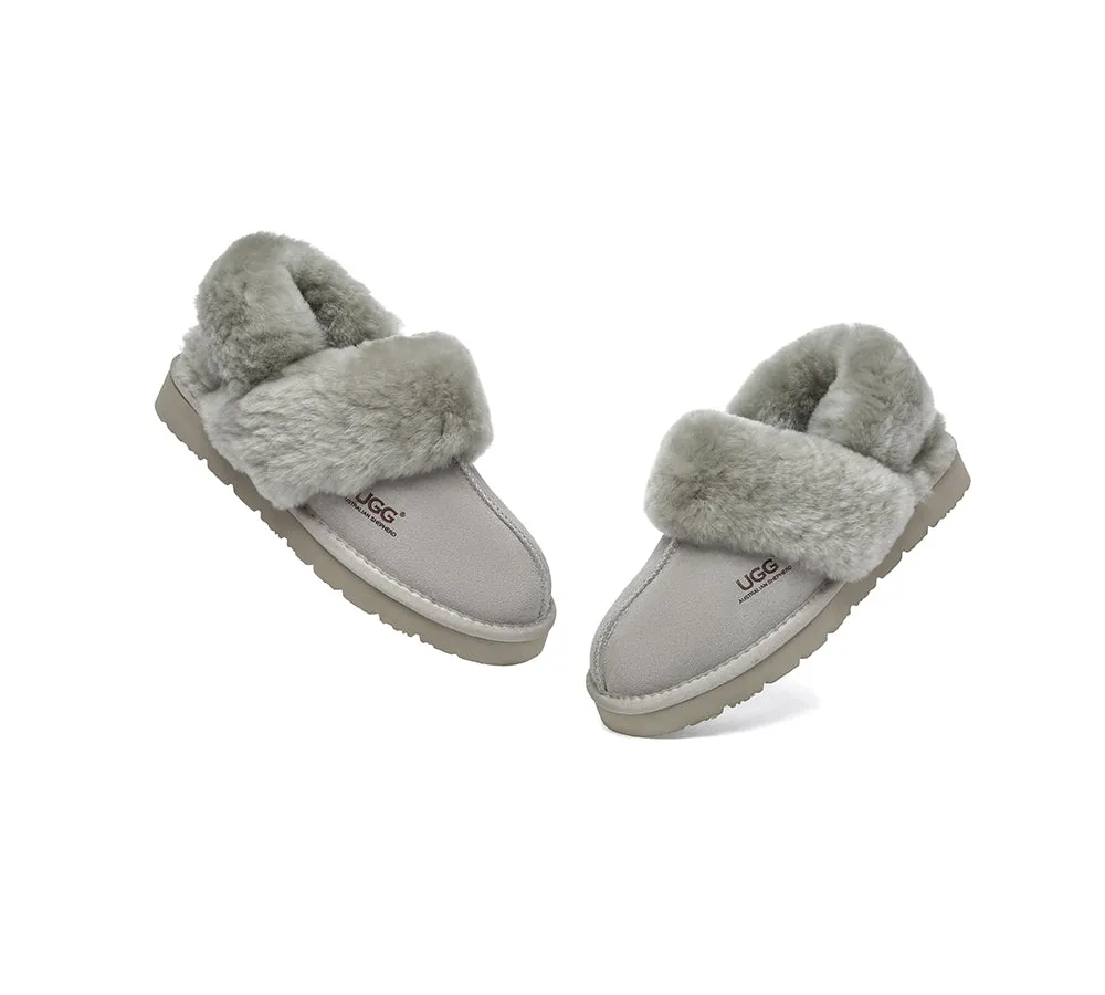 3-Way Style UGG Women Slippers Removable Wool Strap Slingback Muffin Fluffy