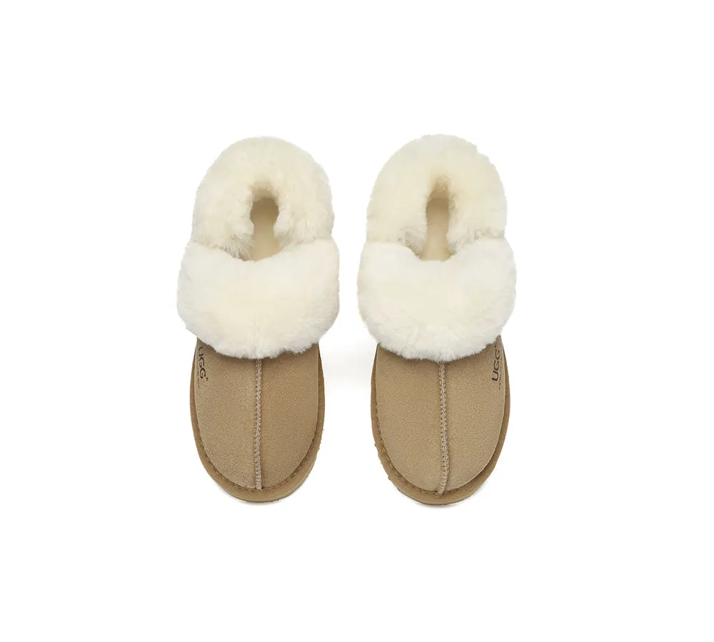 3-Way Style UGG Women Slippers Removable Wool Strap Slingback Muffin Fluffy