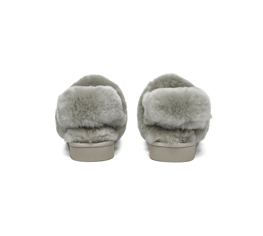 3-Way Style UGG Women Slippers Removable Wool Strap Slingback Muffin Fluffy