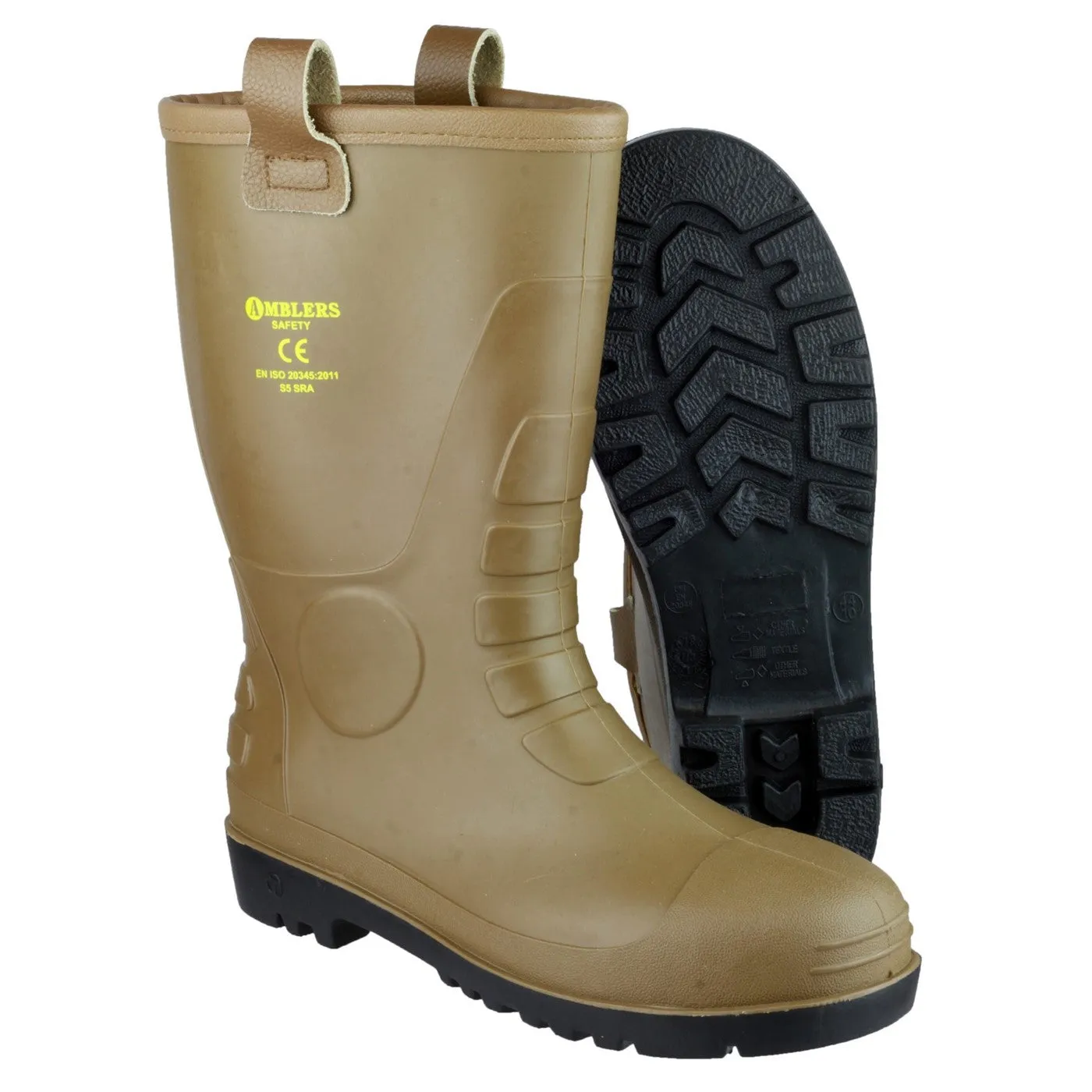 Amblers Safety FS95 Waterproof PVC Pull on Safety Rigger Boot S5 Tan