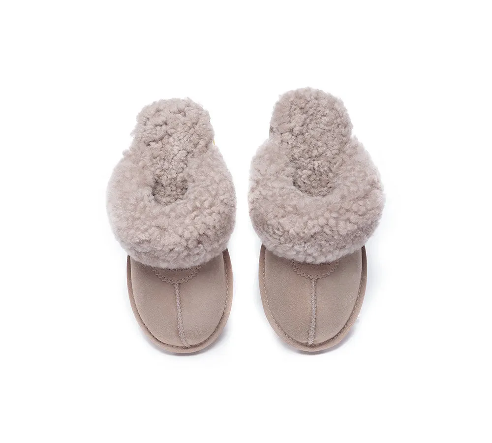 AUSTRALIAN SHEPHERD® UGG Slippers Double Faced Sheepskin Wool Waffle Curly