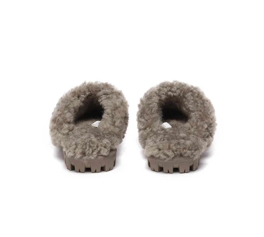 AUSTRALIAN SHEPHERD® UGG Slippers Double Faced Sheepskin Wool Waffle Curly