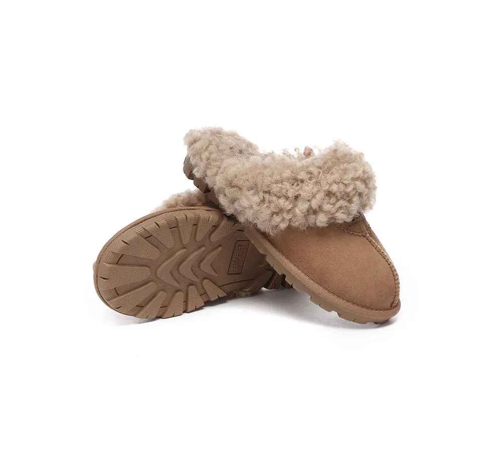 AUSTRALIAN SHEPHERD® UGG Slippers Double Faced Sheepskin Wool Waffle Curly