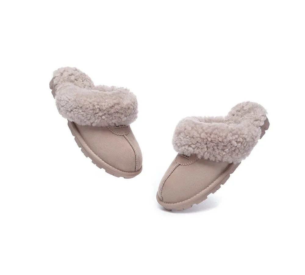 AUSTRALIAN SHEPHERD® UGG Slippers Double Faced Sheepskin Wool Waffle Curly