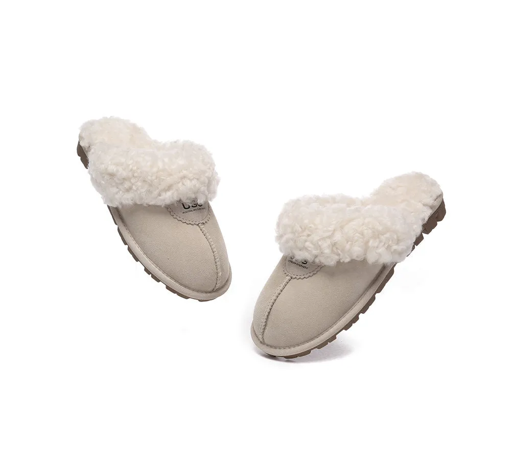 AUSTRALIAN SHEPHERD® UGG Slippers Double Faced Sheepskin Wool Waffle Curly