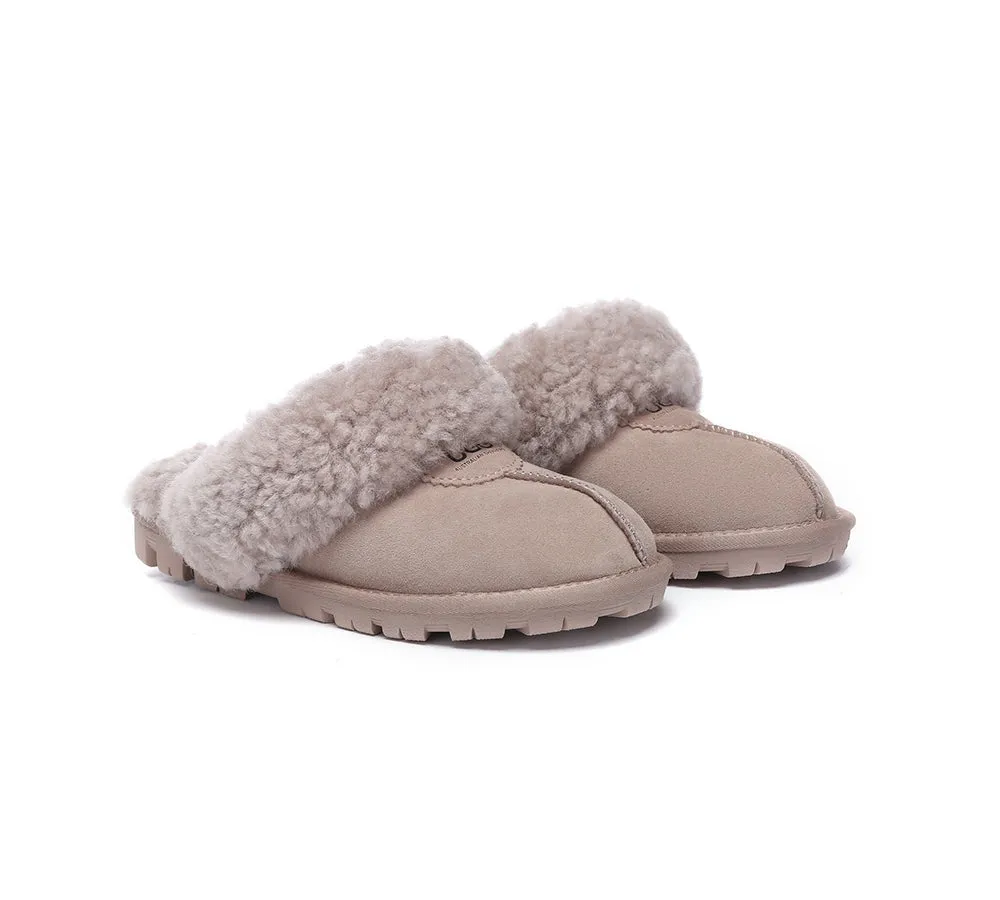 AUSTRALIAN SHEPHERD® UGG Slippers Double Faced Sheepskin Wool Waffle Curly