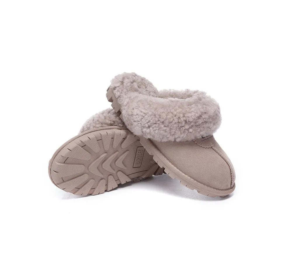 AUSTRALIAN SHEPHERD® UGG Slippers Double Faced Sheepskin Wool Waffle Curly