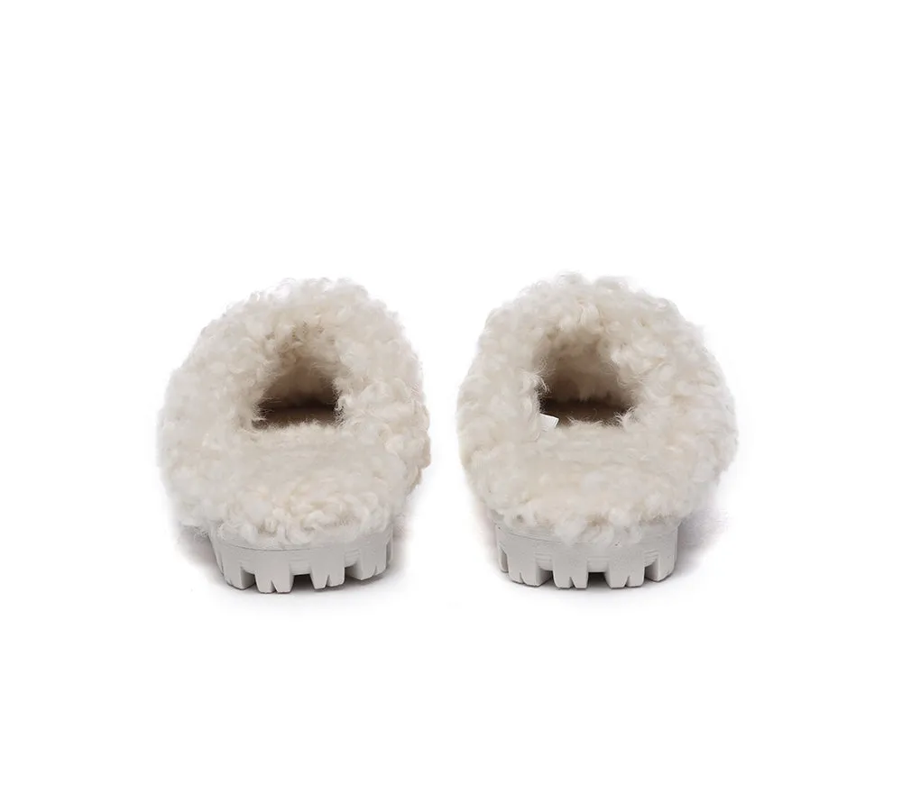 AUSTRALIAN SHEPHERD® UGG Slippers Double Faced Sheepskin Wool Waffle Curly