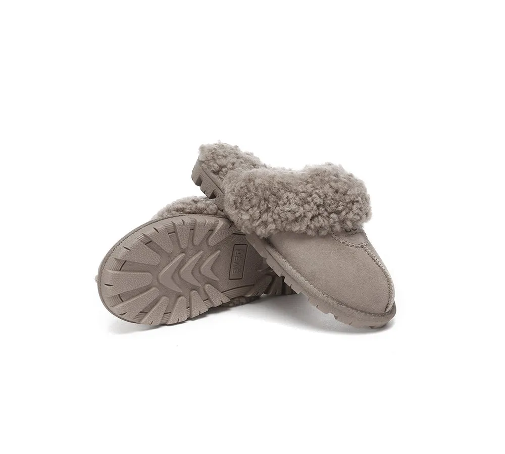 AUSTRALIAN SHEPHERD® UGG Slippers Double Faced Sheepskin Wool Waffle Curly