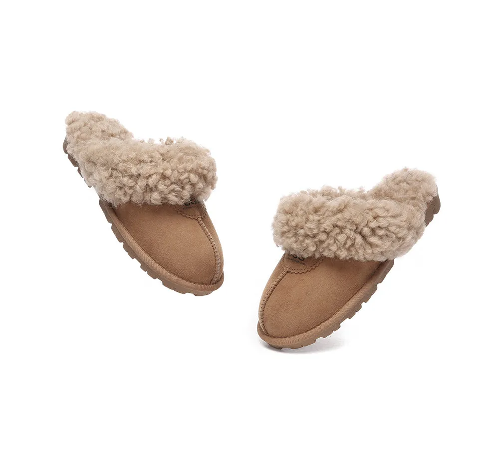 AUSTRALIAN SHEPHERD® UGG Slippers Double Faced Sheepskin Wool Waffle Curly