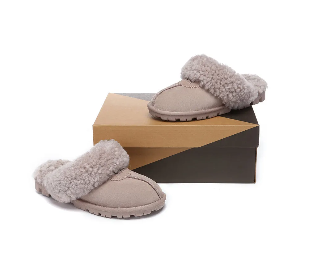 AUSTRALIAN SHEPHERD® UGG Slippers Double Faced Sheepskin Wool Waffle Curly