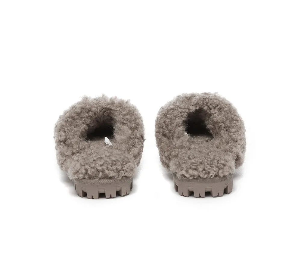 AUSTRALIAN SHEPHERD® UGG Slippers Double Faced Sheepskin Wool Waffle Curly