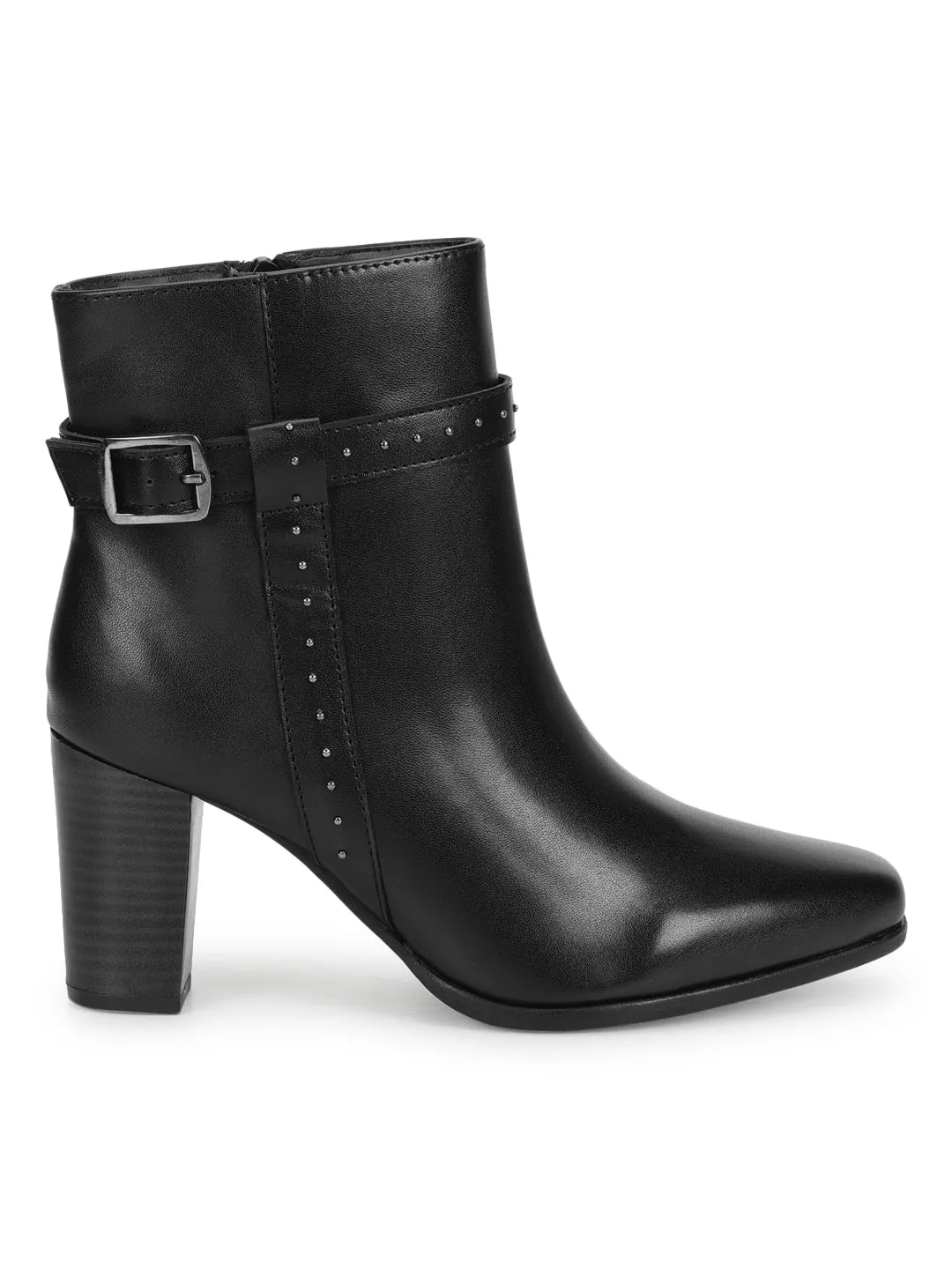 Black PU Block Ankle Boots (TC-20892-BLK)