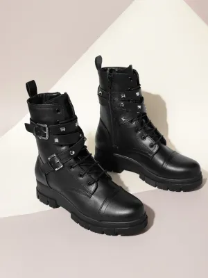 Black PU Block Ankle Boots (TC-ST-1225-BLK)