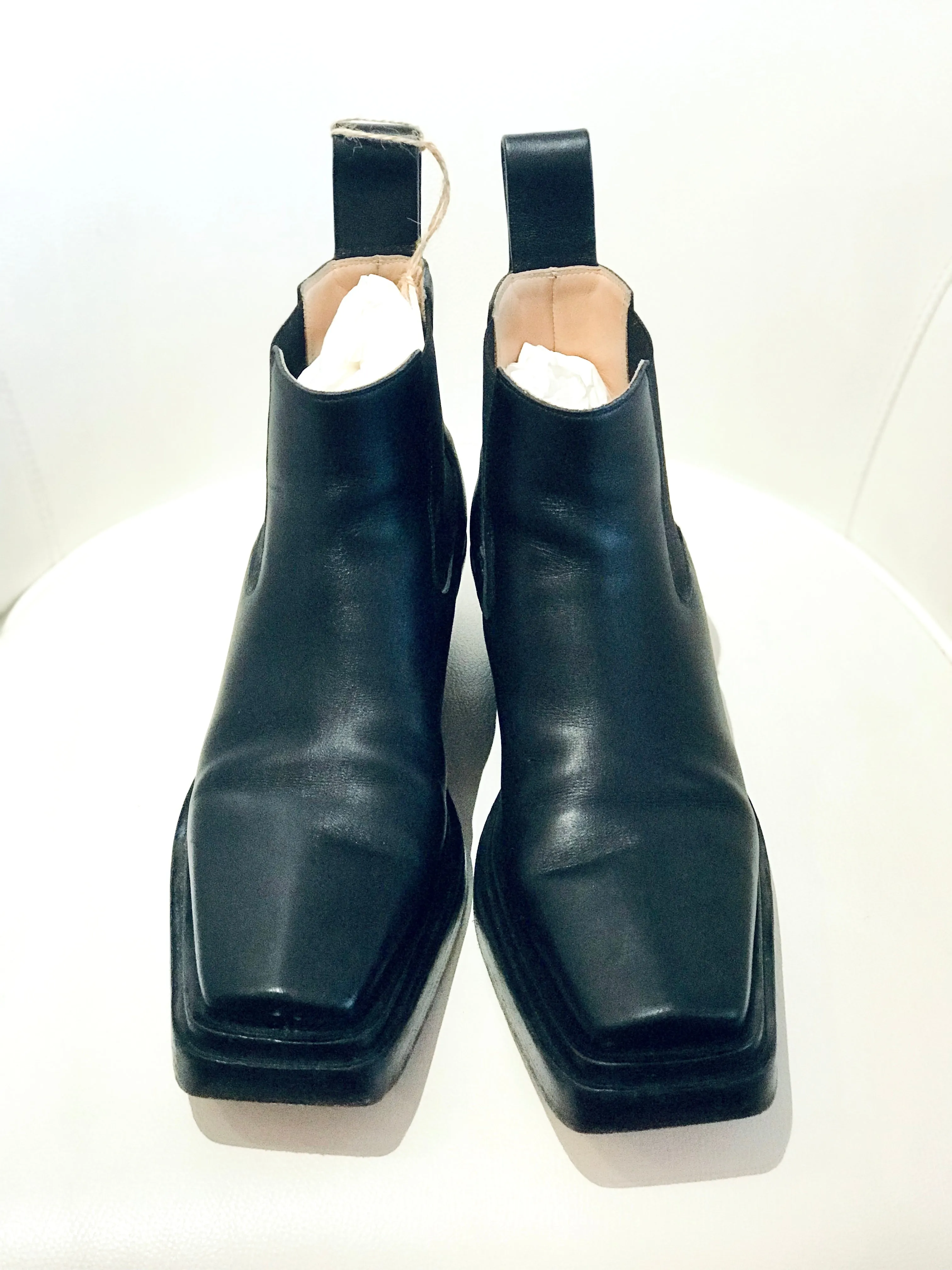 Bottega Veneta Black Square Toe Chelsea Boots