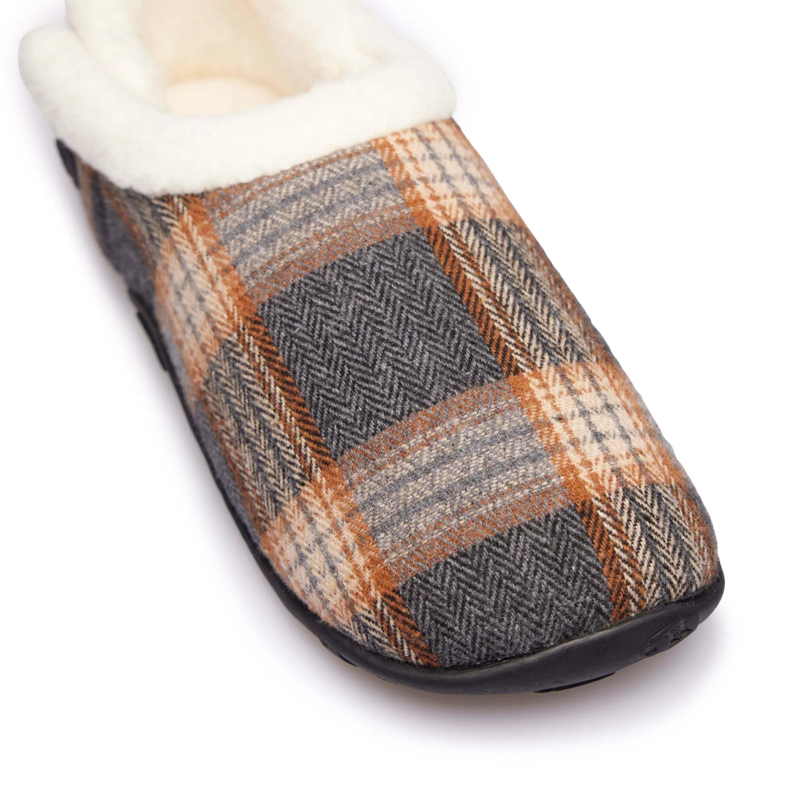 Bruce - Grey Rust Check Men's Slippers