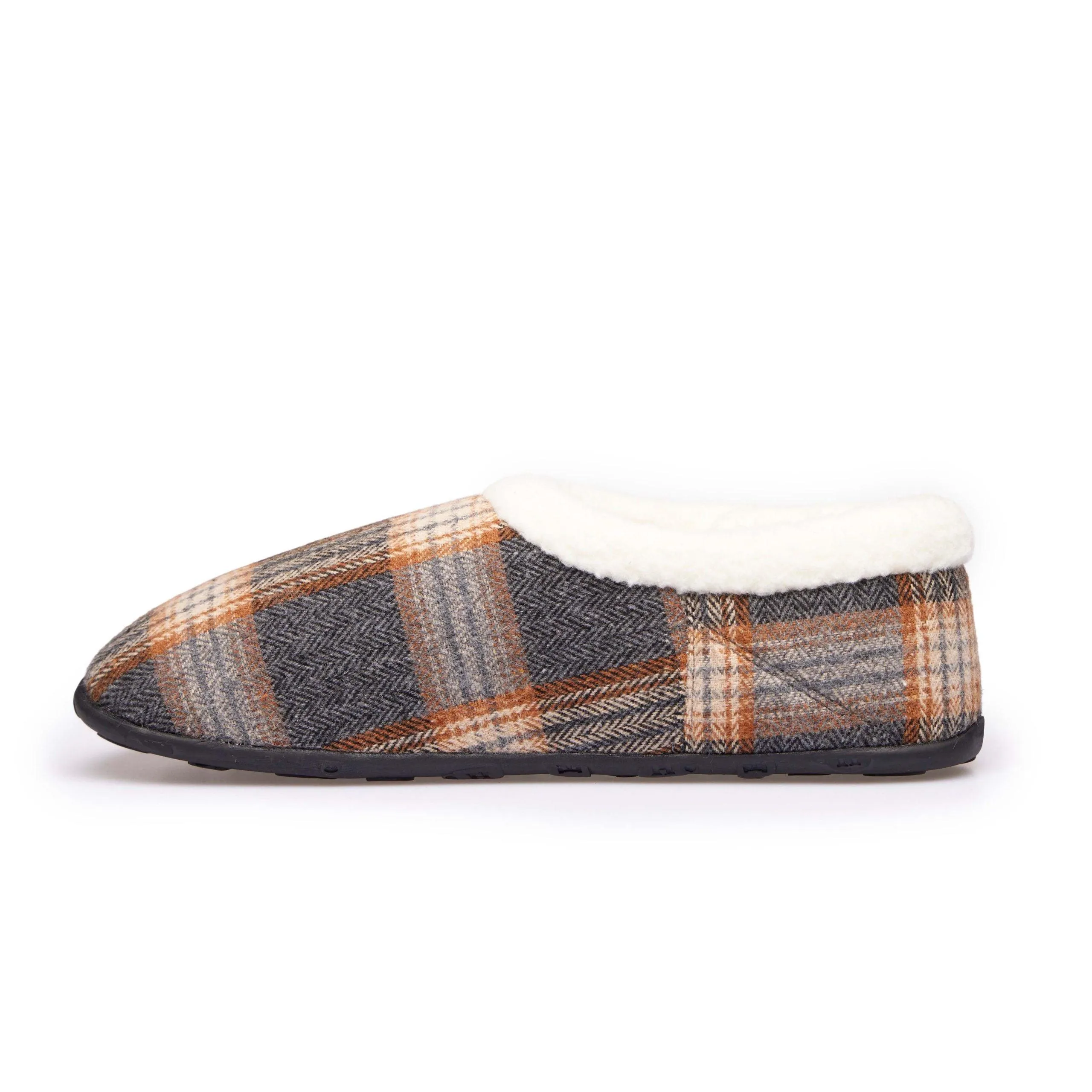 Bruce - Grey Rust Check Men's Slippers