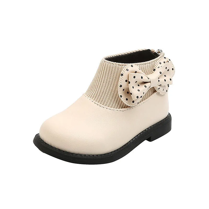 Chirldren Ankle Boots Winter Plush Bow Martin Boots