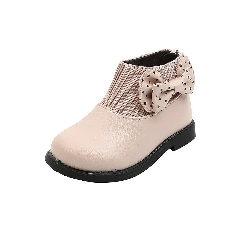 Chirldren Ankle Boots Winter Plush Bow Martin Boots