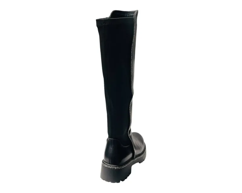 Chunky Sole Rhinestone Knee High Boots