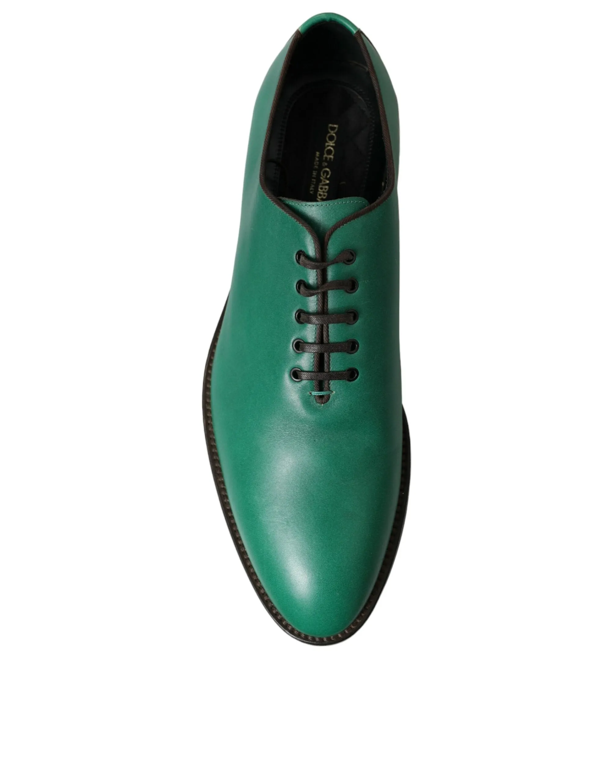 Dolce & Gabbana Elegant Green Leather Oxford Dress Shoes