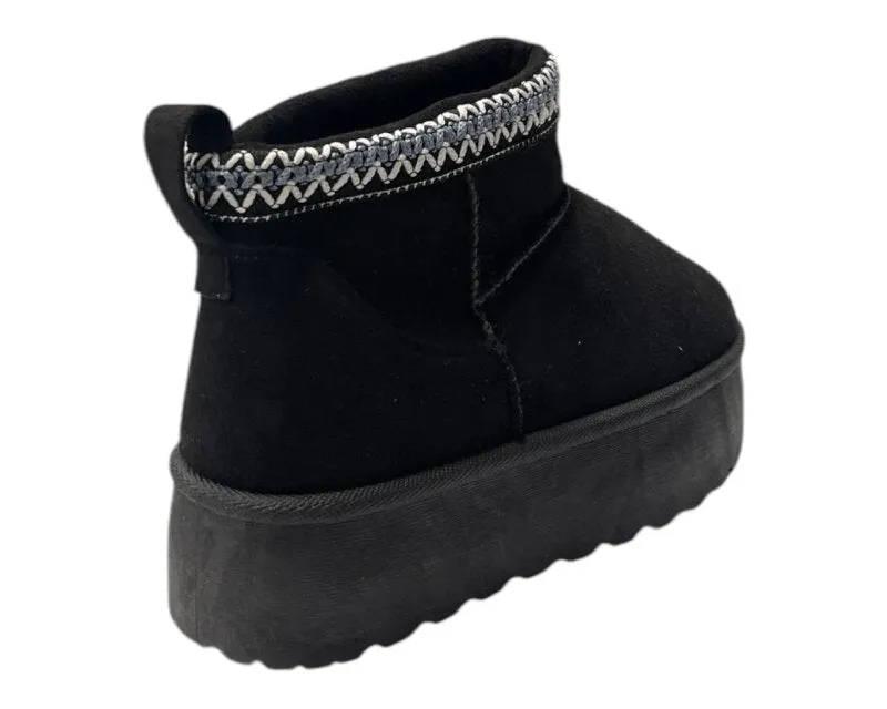 Faux Fur Lining Platform Mini Ankle Boots