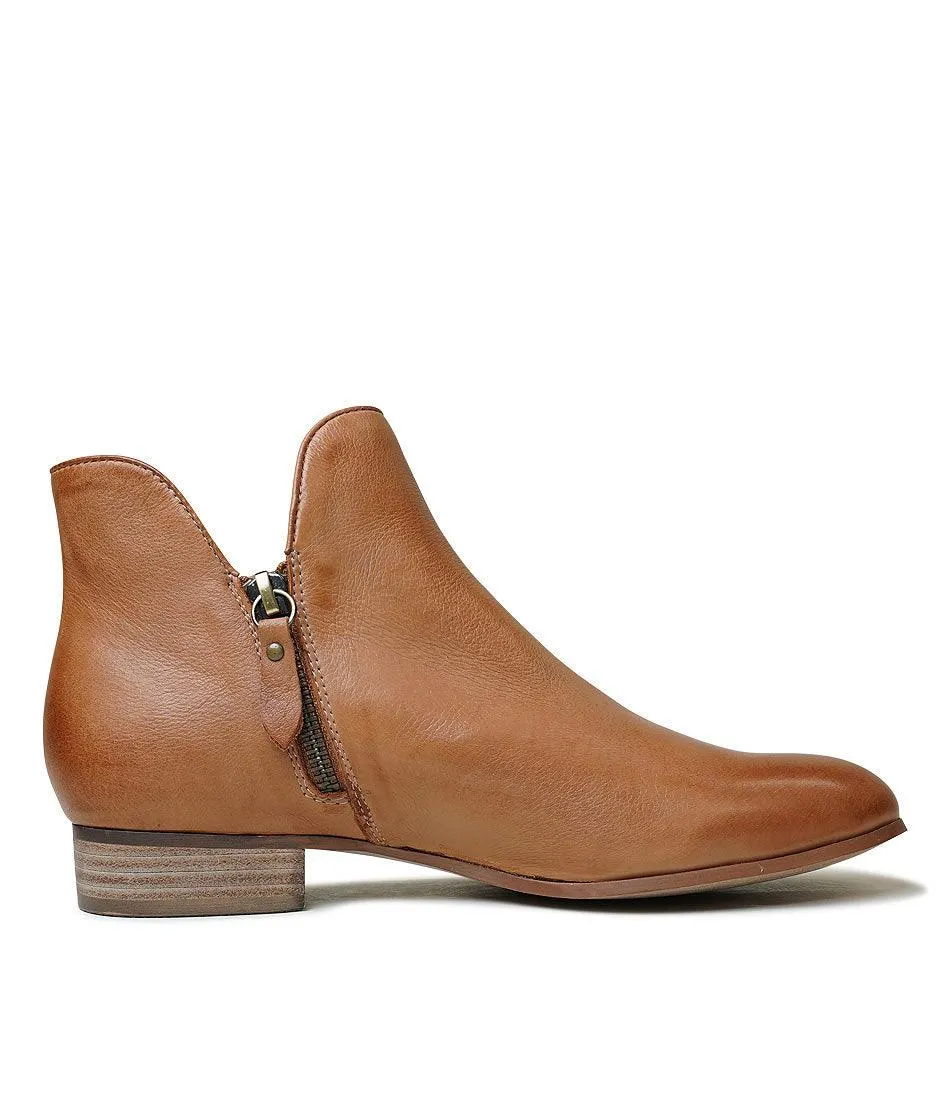 Faye Dark Tan Leather Ankle Boots