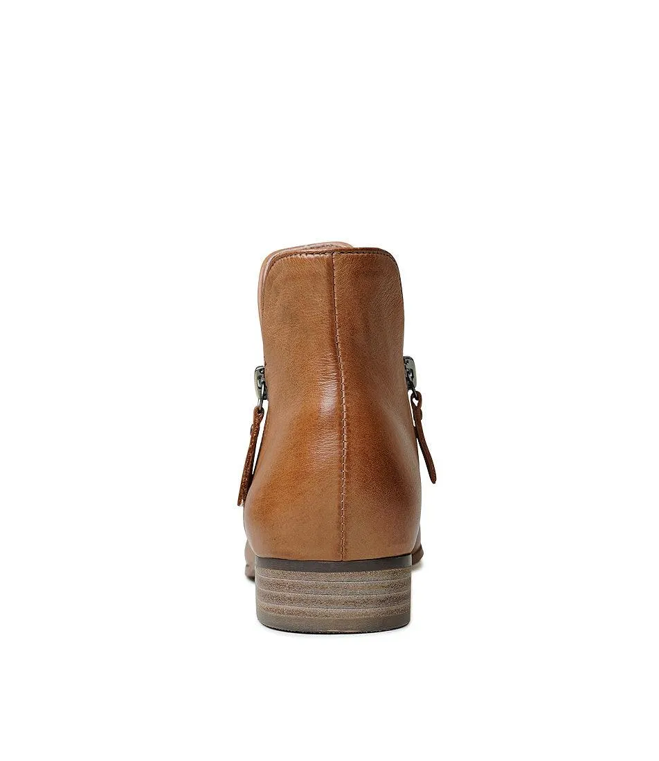 Faye Dark Tan Leather Ankle Boots