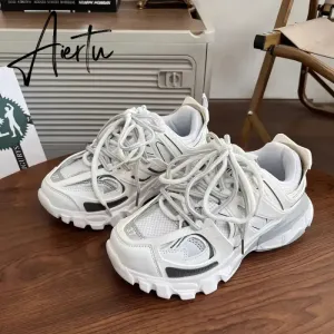 Female Male Dad Shoes  Adult Platform Trainers Stylish Casual Chunky Sneakers For Women Men White Sport Thick Sole Footwear