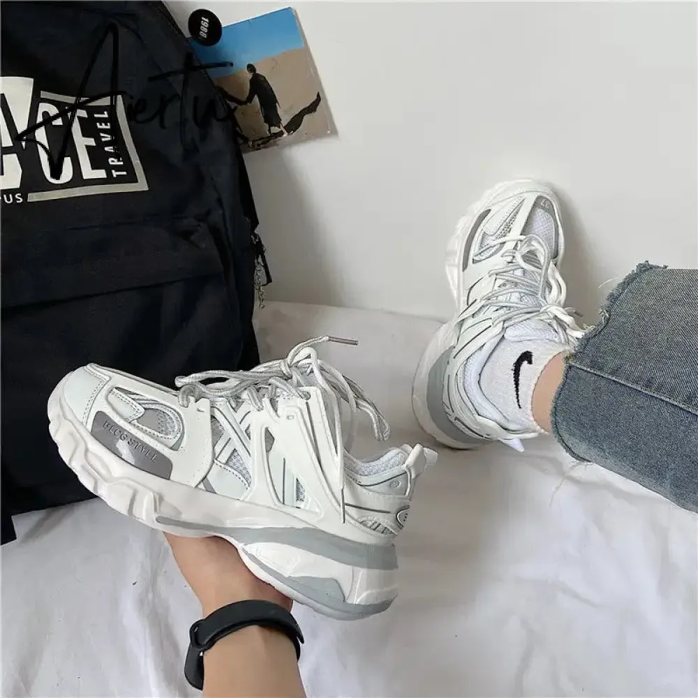 Female Male Dad Shoes  Adult Platform Trainers Stylish Casual Chunky Sneakers For Women Men White Sport Thick Sole Footwear