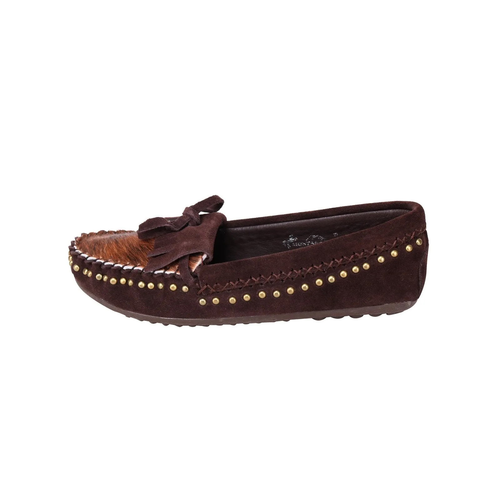 Fringe Suede Studs Moccasin Slipper