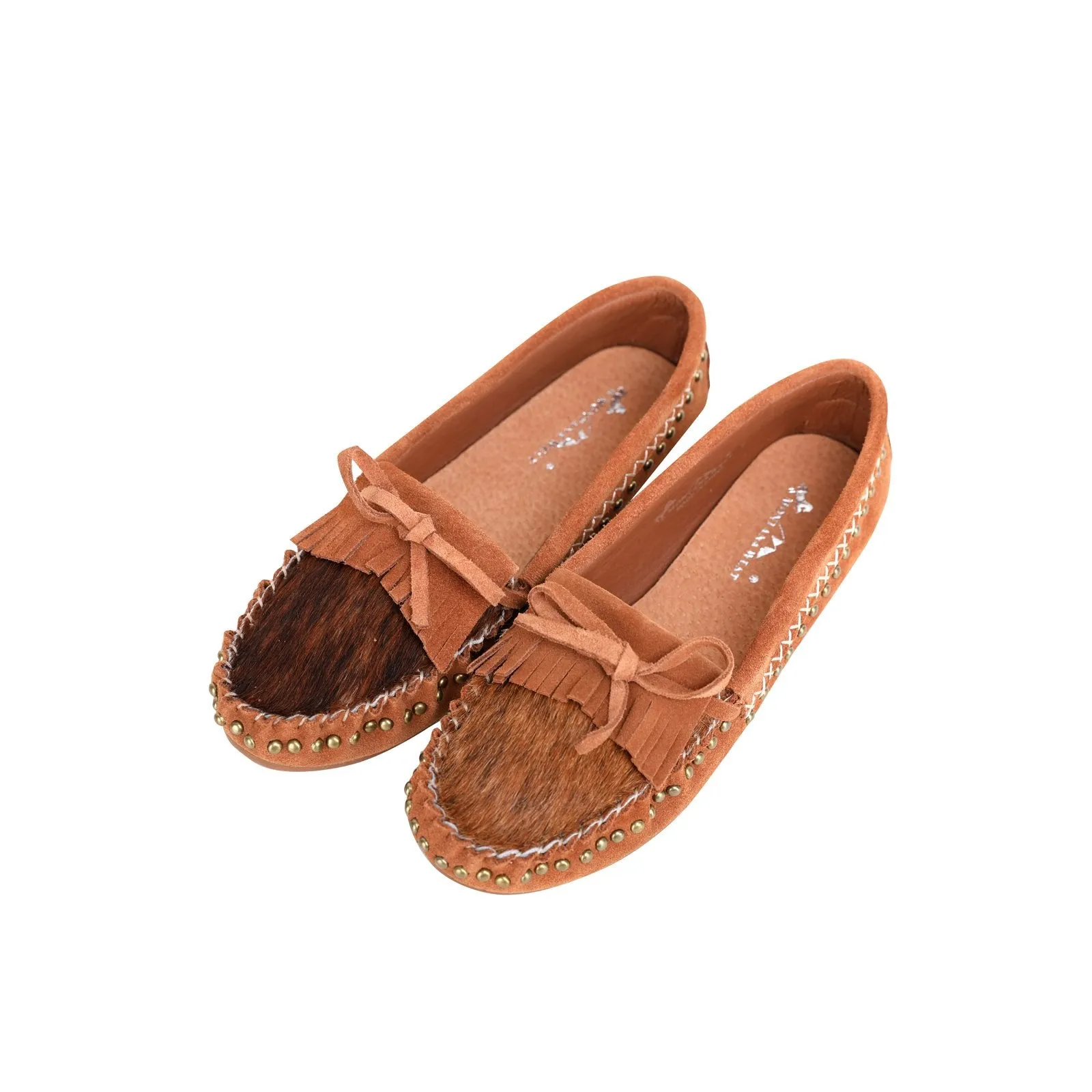 Fringe Suede Studs Moccasin Slipper