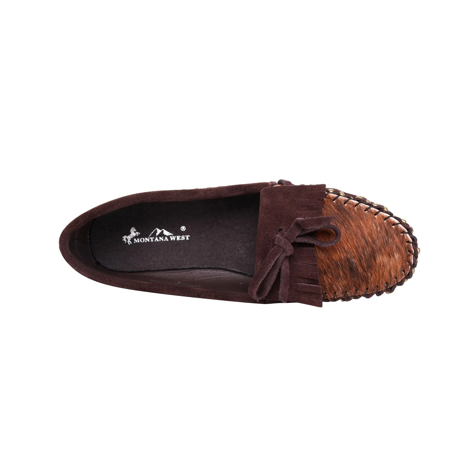 Fringe Suede Studs Moccasin Slipper