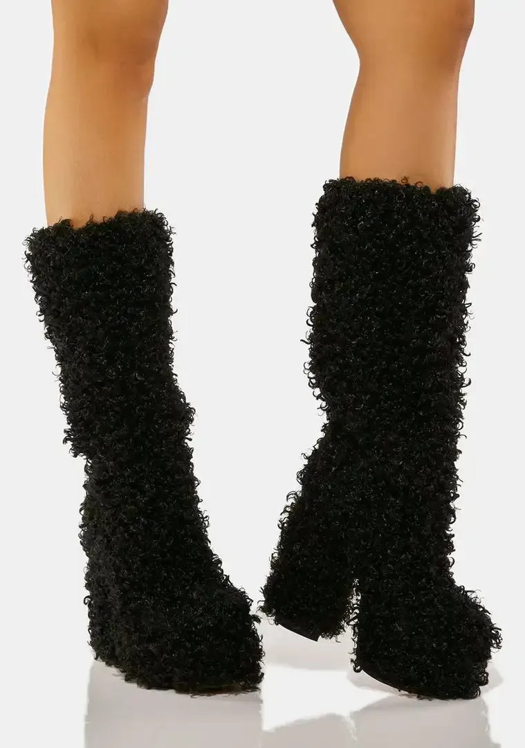 Funki Buys | Boots | Women's Knee-High Fuzzy Platform Boots