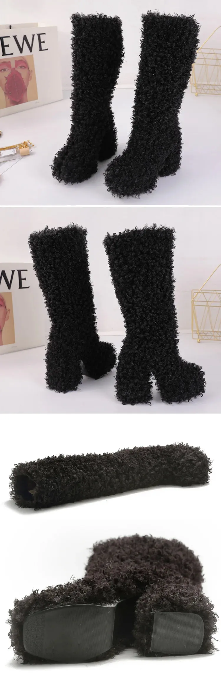 Funki Buys | Boots | Women's Knee-High Fuzzy Platform Boots