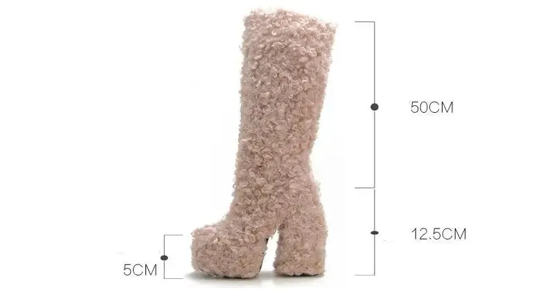 Funki Buys | Boots | Women's Knee-High Fuzzy Platform Boots