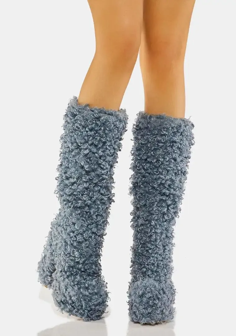 Funki Buys | Boots | Women's Knee-High Fuzzy Platform Boots