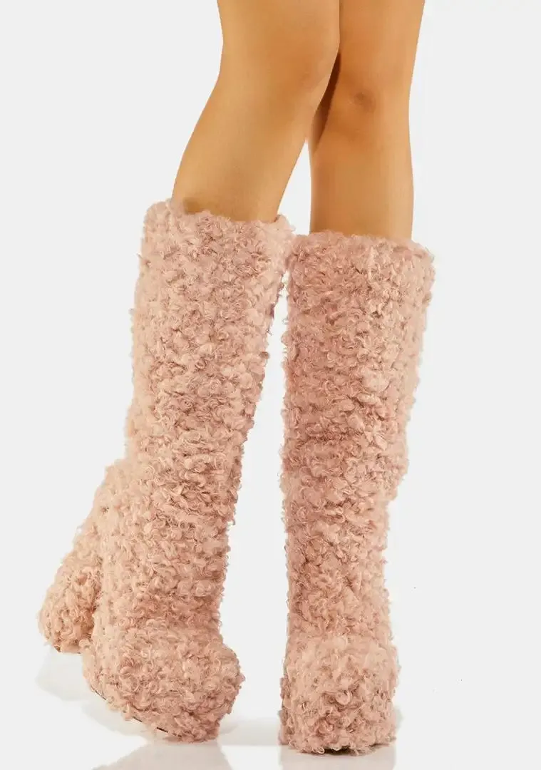 Funki Buys | Boots | Women's Knee-High Fuzzy Platform Boots