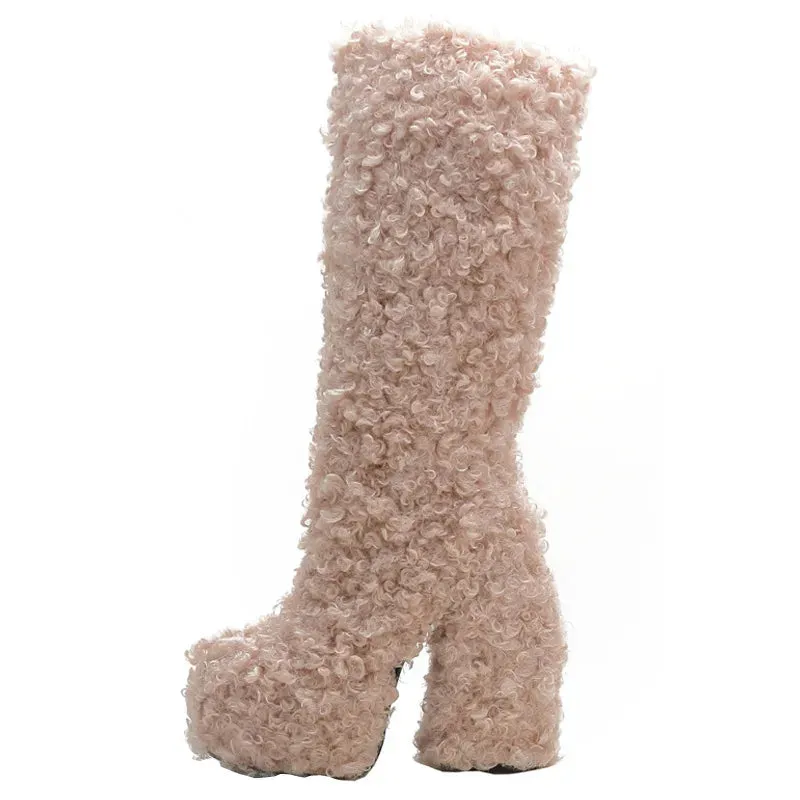 Funki Buys | Boots | Women's Knee-High Fuzzy Platform Boots