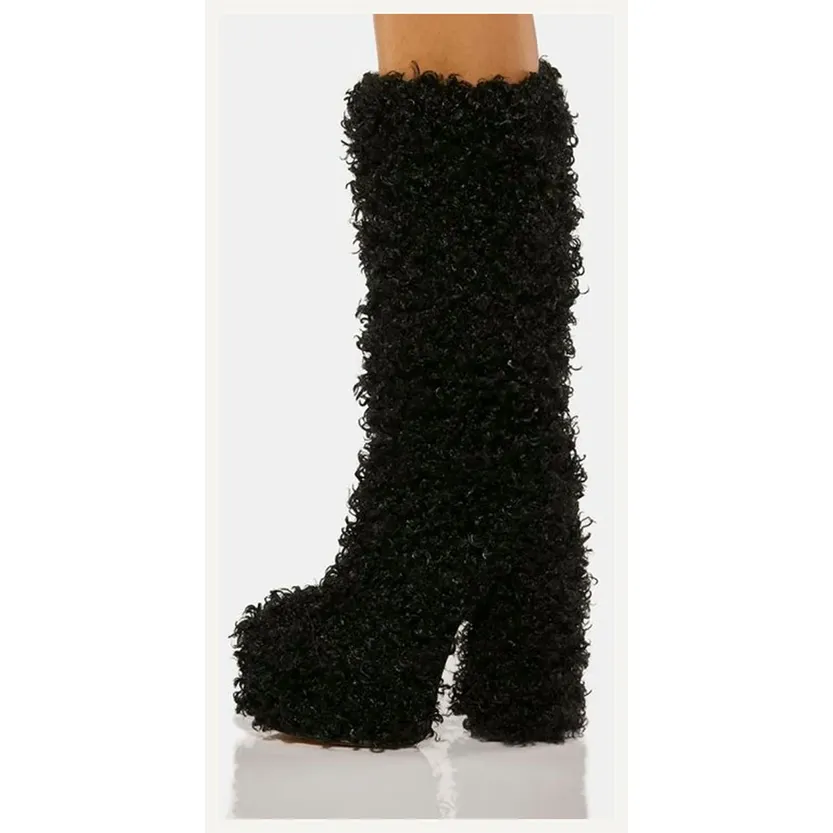 Funki Buys | Boots | Women's Knee-High Fuzzy Platform Boots