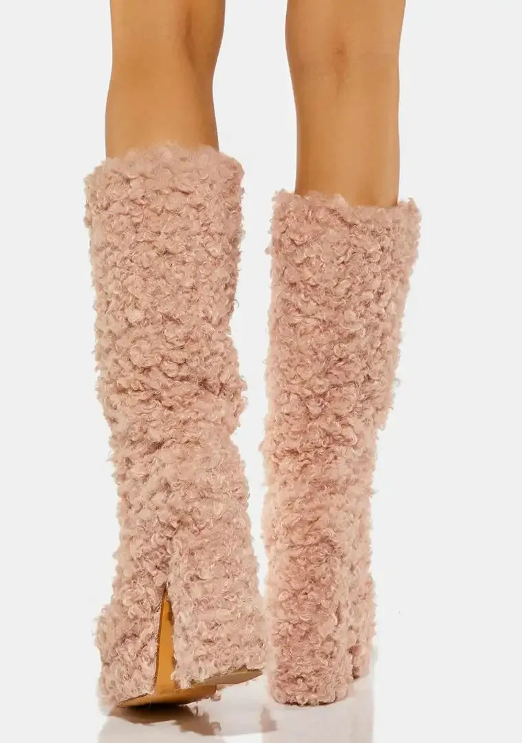 Funki Buys | Boots | Women's Knee-High Fuzzy Platform Boots