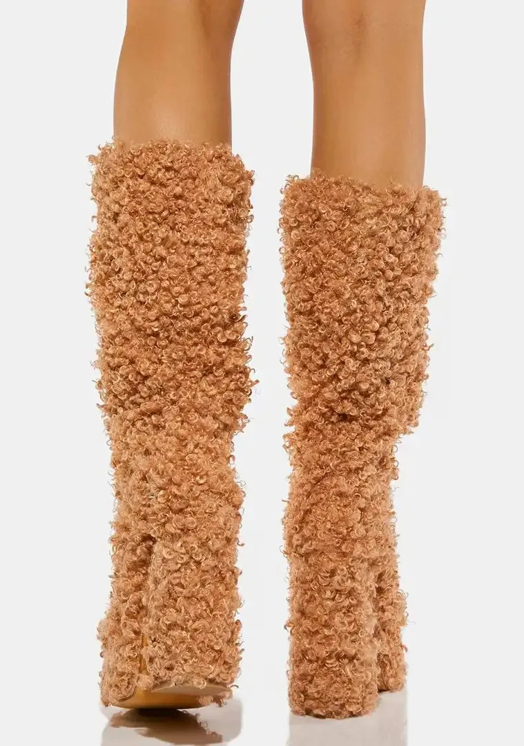 Funki Buys | Boots | Women's Knee-High Fuzzy Platform Boots