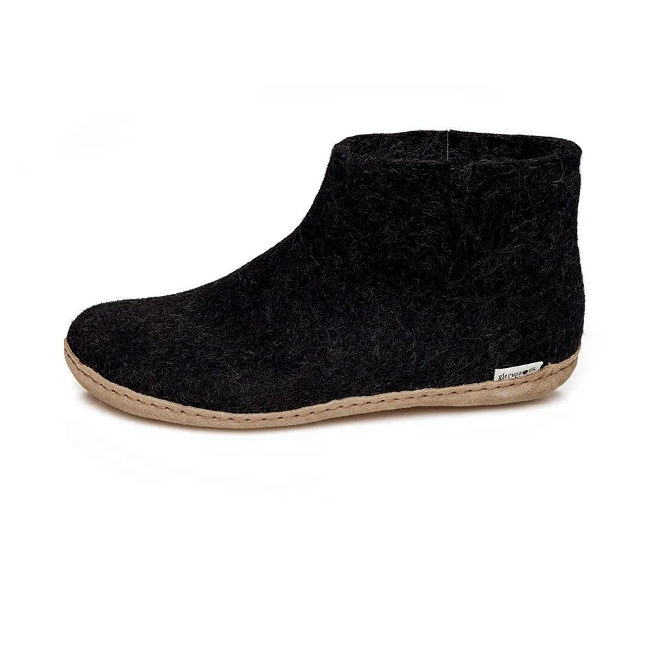 Glerups Felted Wool Boot with Leather Sole - Charcoal