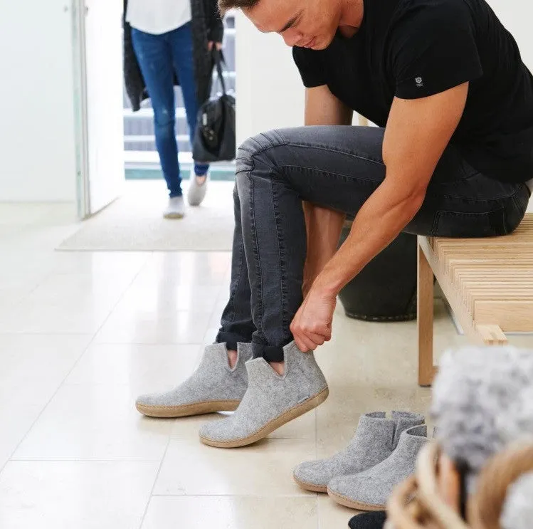 Glerups Felted Wool Boot with Leather Sole - Charcoal