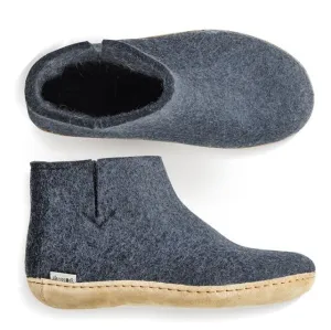 Glerups Felted Wool Boot with Leather Sole - Denim